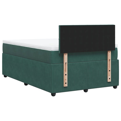 Boxspring met matras fluweel donkergroen 120x190 cm