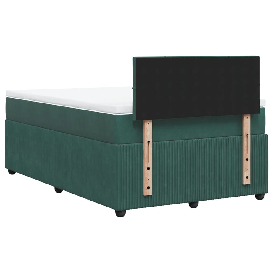 Boxspring met matras fluweel donkergroen 120x190 cm