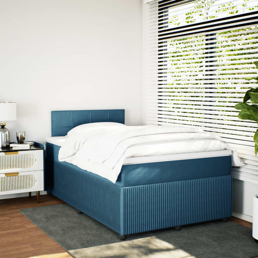 Boxspring met matras fluweel blauw 120x190 cm