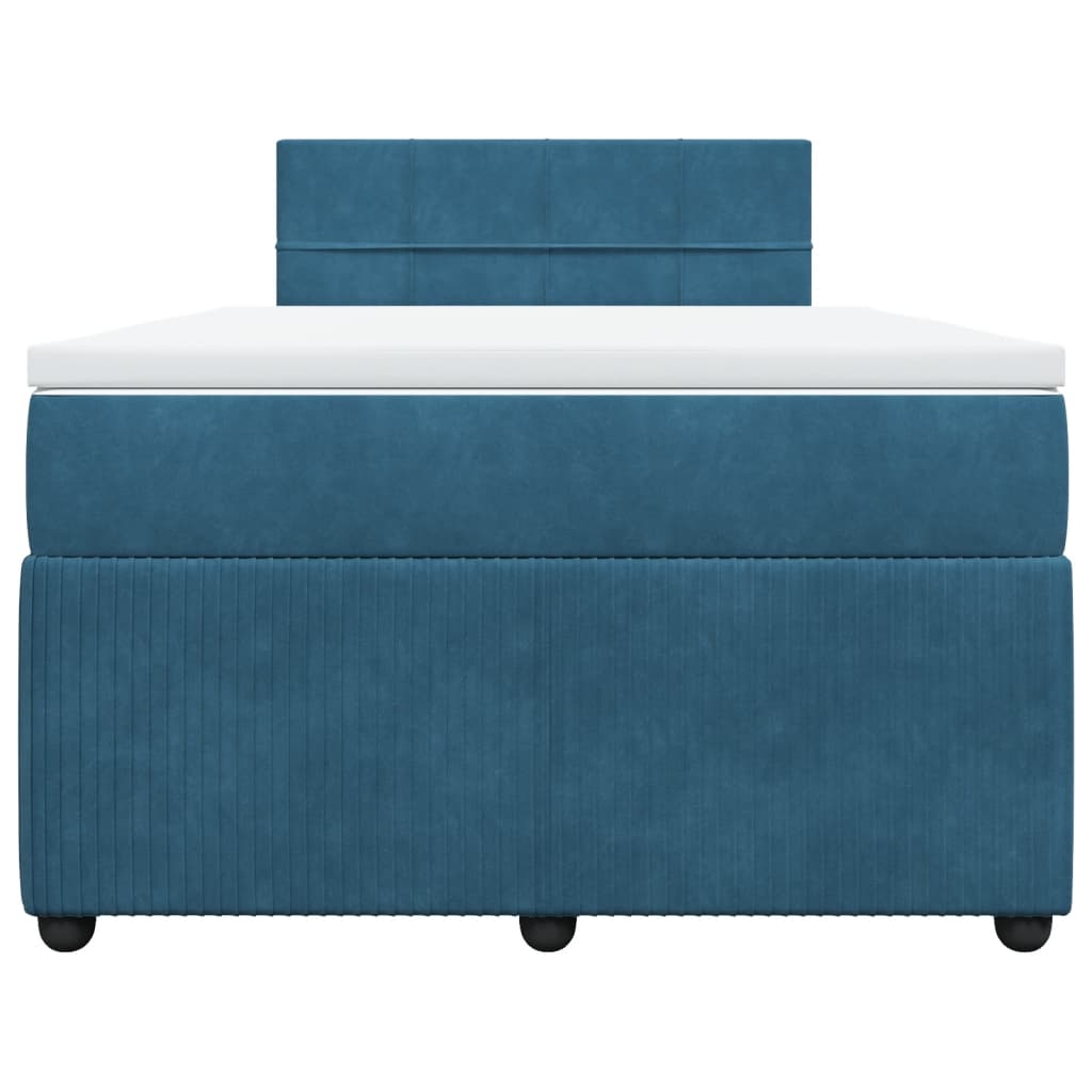 Boxspring met matras fluweel blauw 120x190 cm