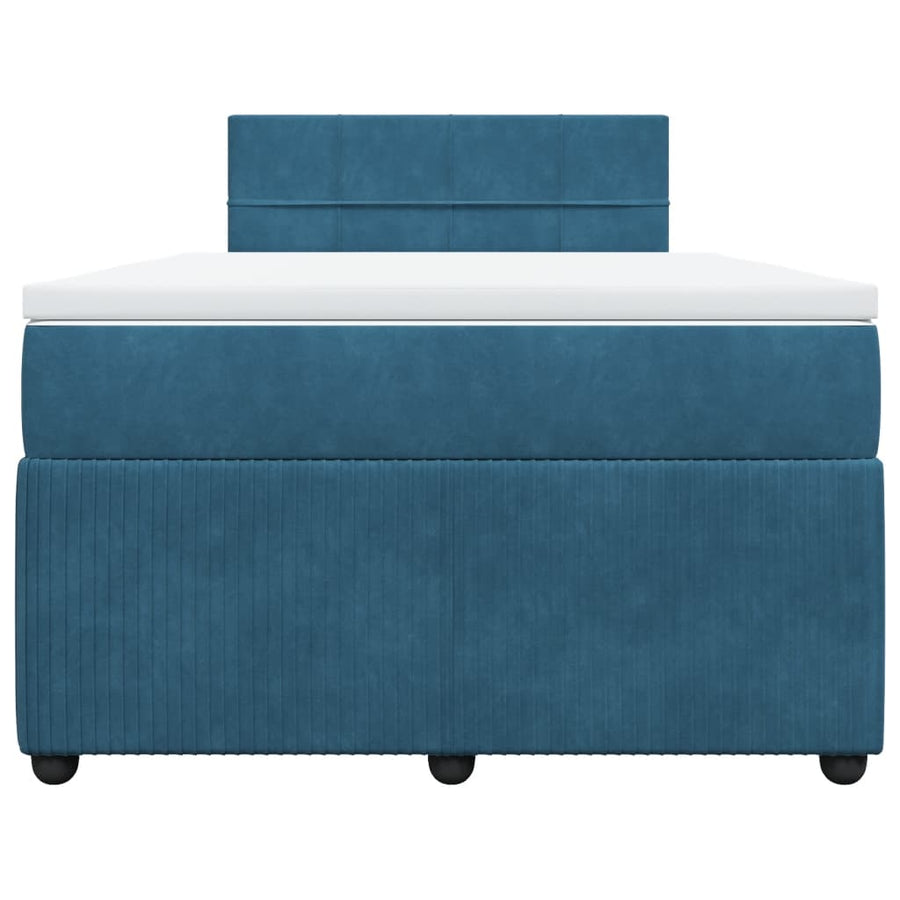 Boxspring met matras fluweel blauw 120x190 cm