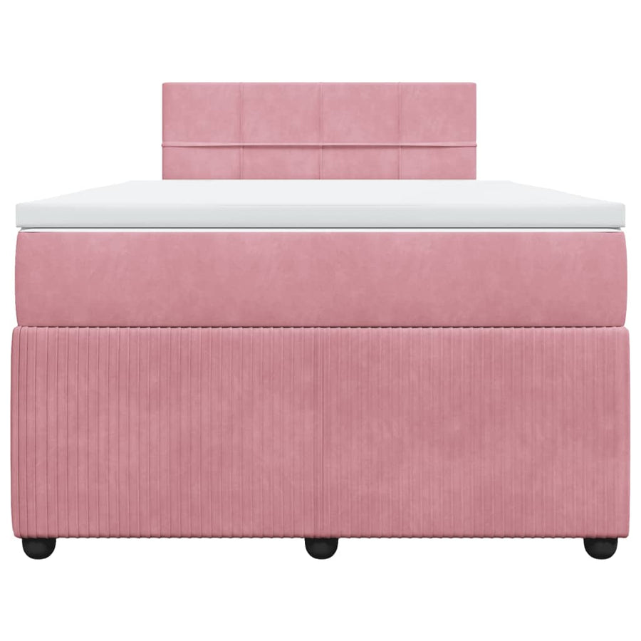 Boxspring met matras fluweel roze 120x190 cm