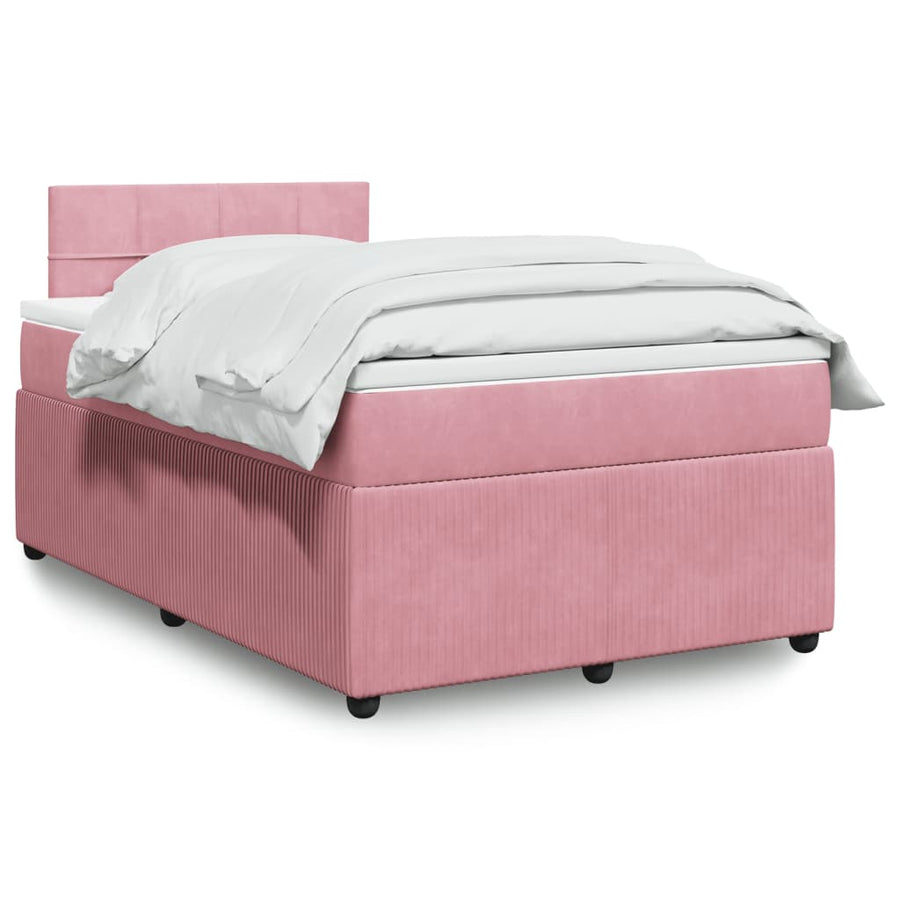 Boxspring met matras fluweel roze 120x190 cm