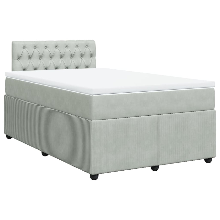 Boxspring met matras fluweel lichtgrijs 120x190 cm