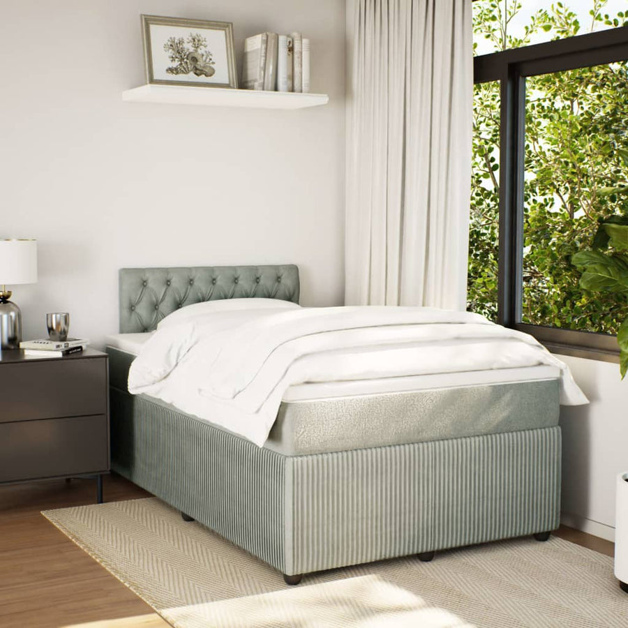 Boxspring met matras fluweel lichtgrijs 120x190 cm