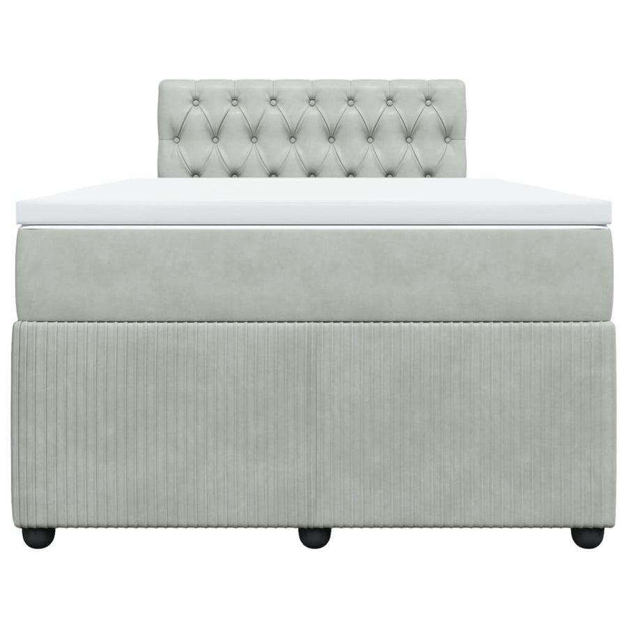 Boxspring met matras fluweel lichtgrijs 120x190 cm
