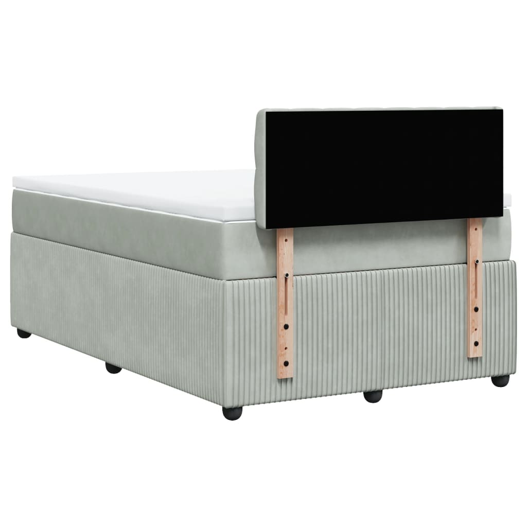 Boxspring met matras fluweel lichtgrijs 120x190 cm