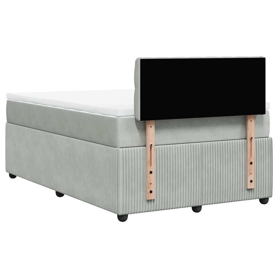 Boxspring met matras fluweel lichtgrijs 120x190 cm