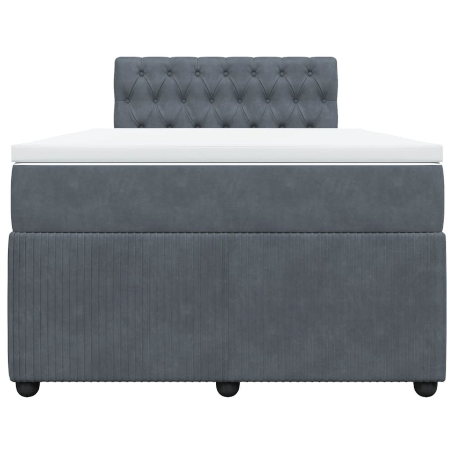 Boxspring met matras fluweel donkergrijs 120x190 cm