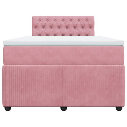 Boxspring met matras fluweel roze 120x190 cm