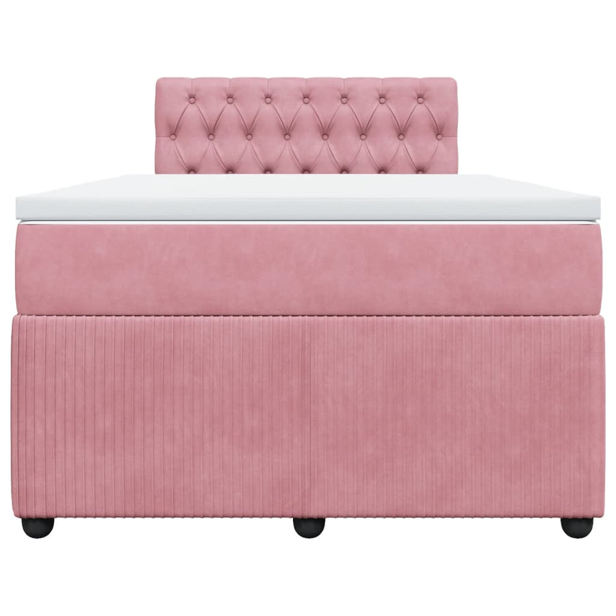 Boxspring met matras fluweel roze 120x190 cm