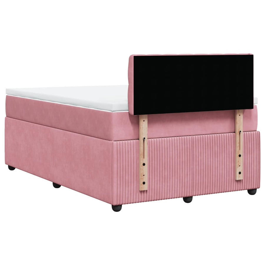 Boxspring met matras fluweel roze 120x190 cm