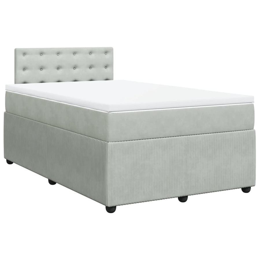 Boxspring met matras fluweel lichtgrijs 120x190 cm