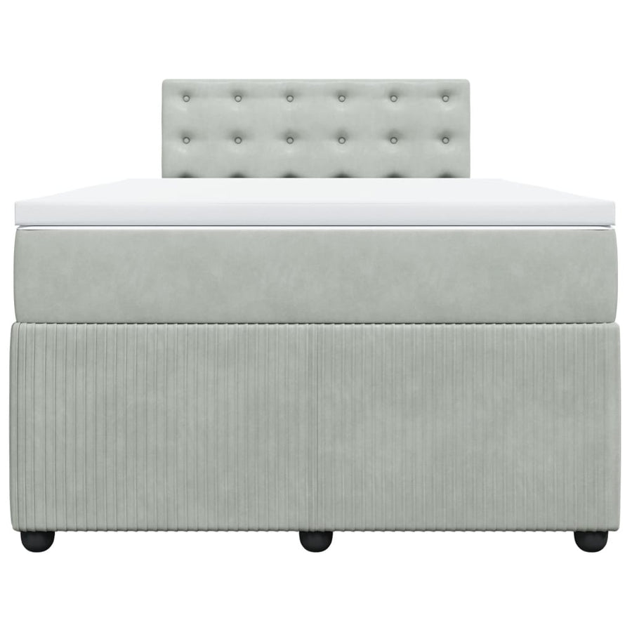 Boxspring met matras fluweel lichtgrijs 120x190 cm