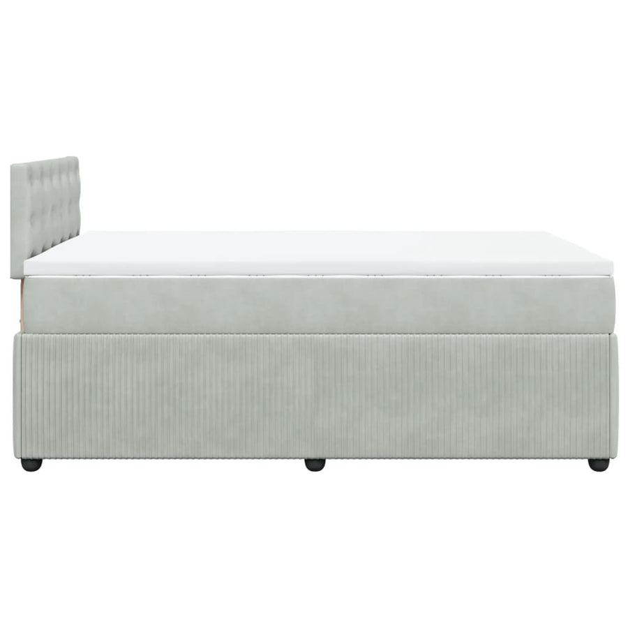 Boxspring met matras fluweel lichtgrijs 120x190 cm
