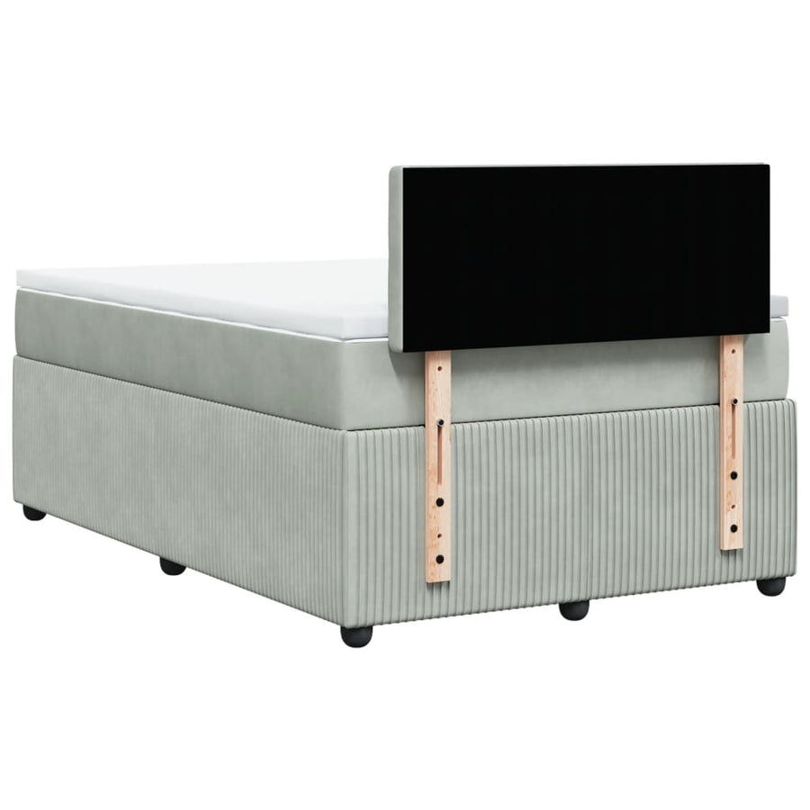 Boxspring met matras fluweel lichtgrijs 120x190 cm