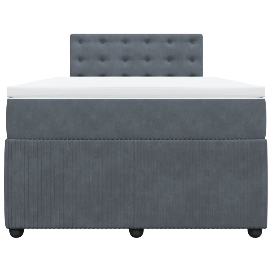 Boxspring met matras fluweel donkergrijs 120x190 cm