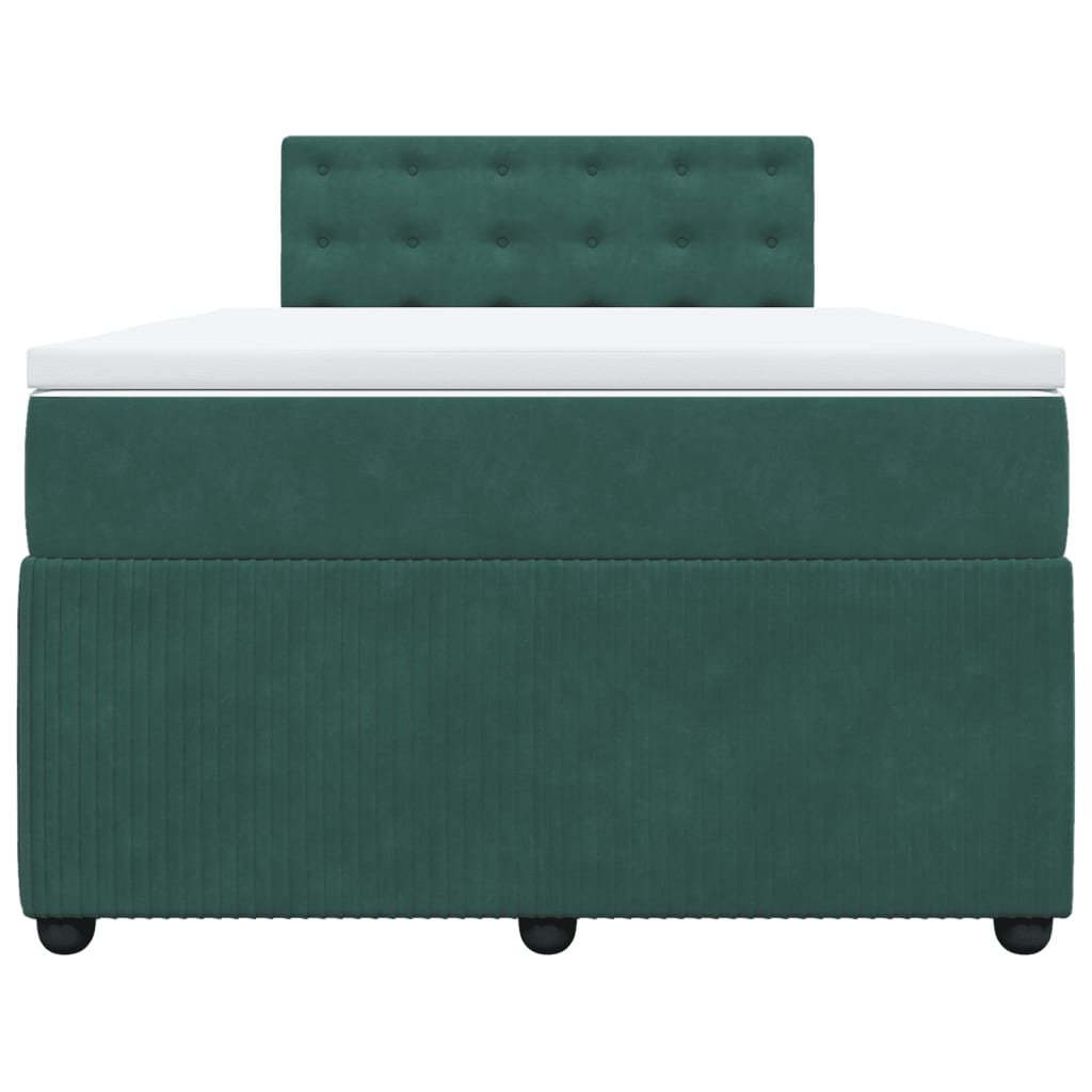 Boxspring met matras fluweel donkergroen 120x190 cm