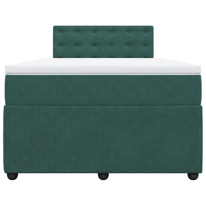 Boxspring met matras fluweel donkergroen 120x190 cm