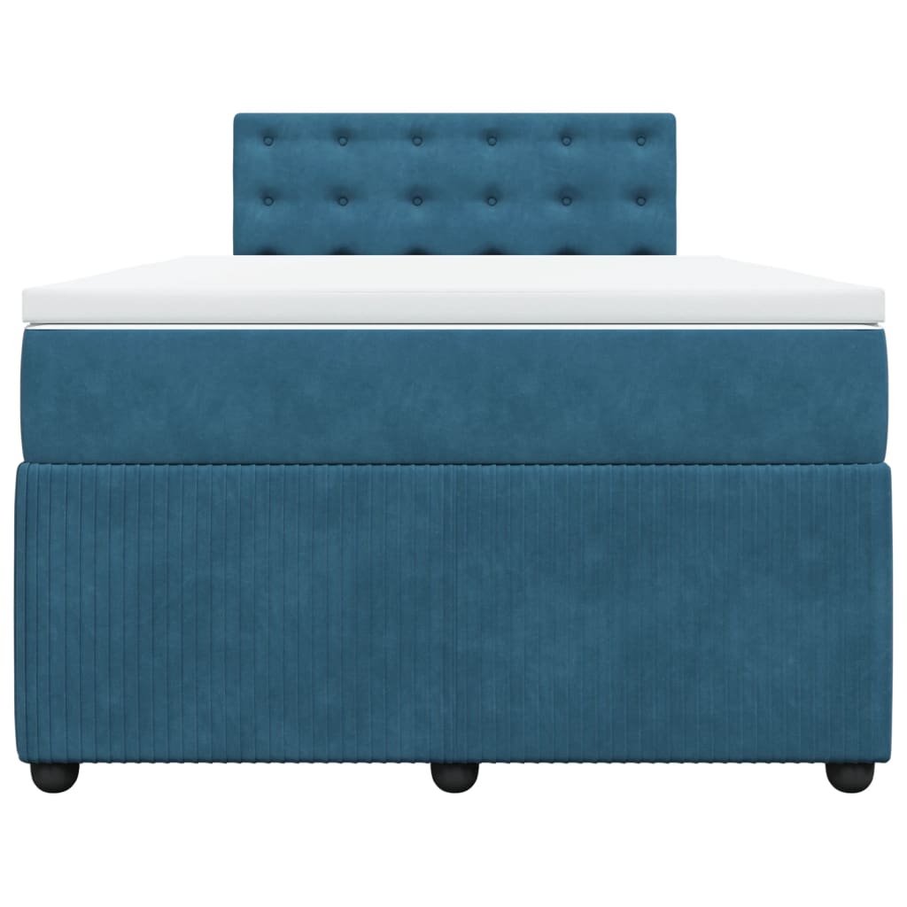 Boxspring met matras fluweel blauw 120x190 cm