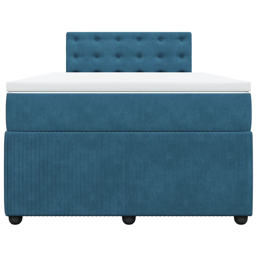 Boxspring met matras fluweel blauw 120x190 cm