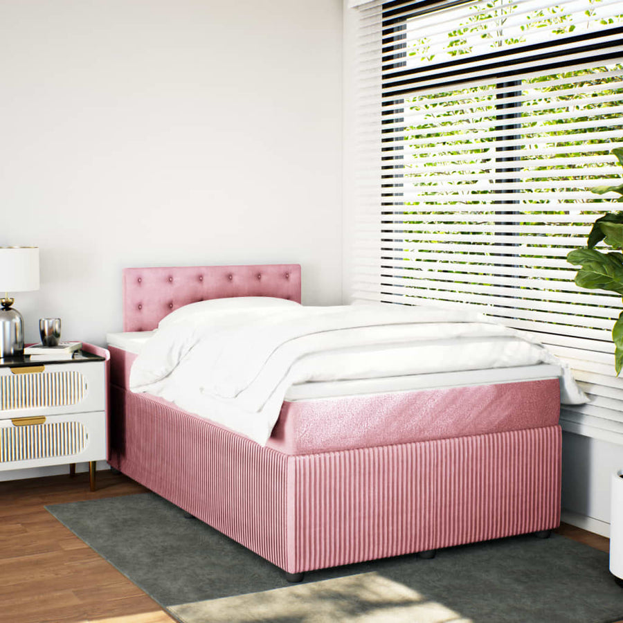 Boxspring met matras fluweel roze 120x190 cm