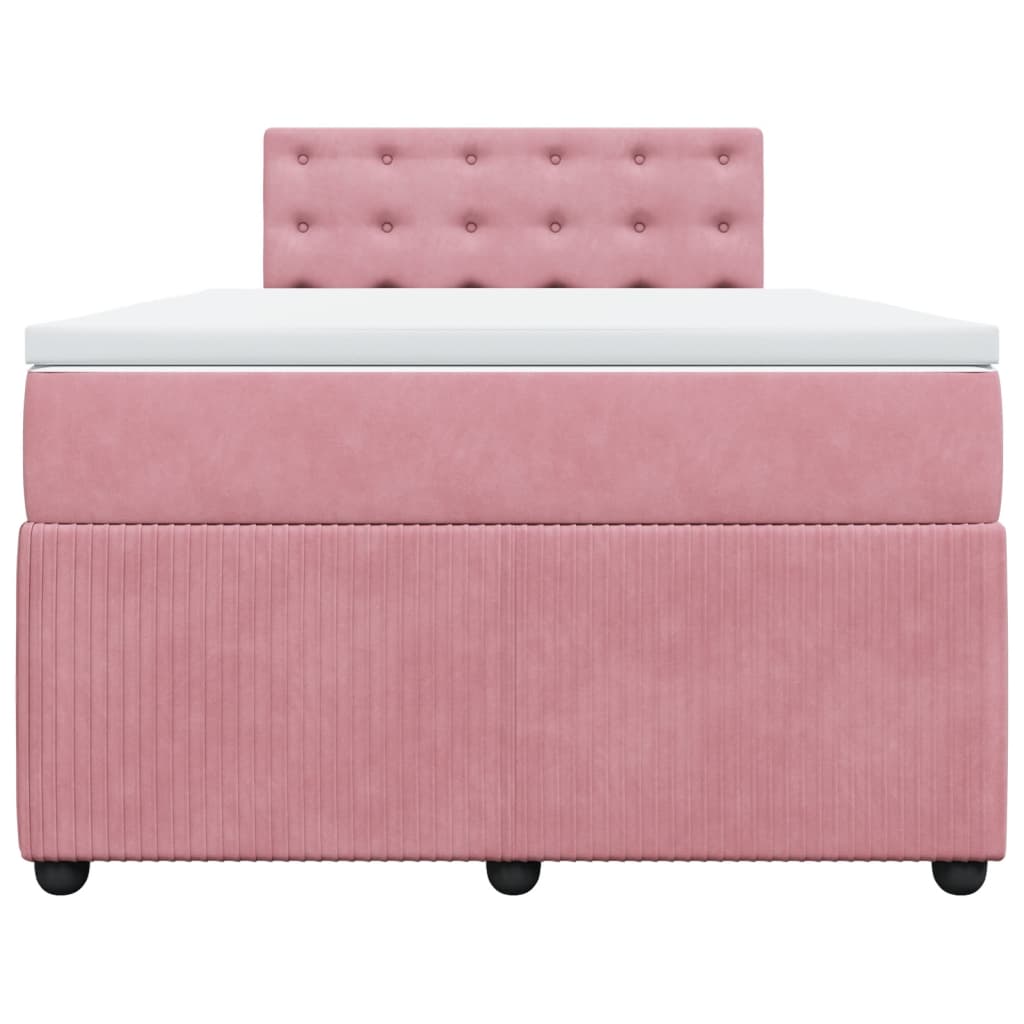 Boxspring met matras fluweel roze 120x190 cm