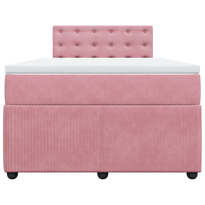 Boxspring met matras fluweel roze 120x190 cm