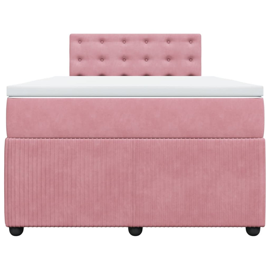 Boxspring met matras fluweel roze 120x190 cm