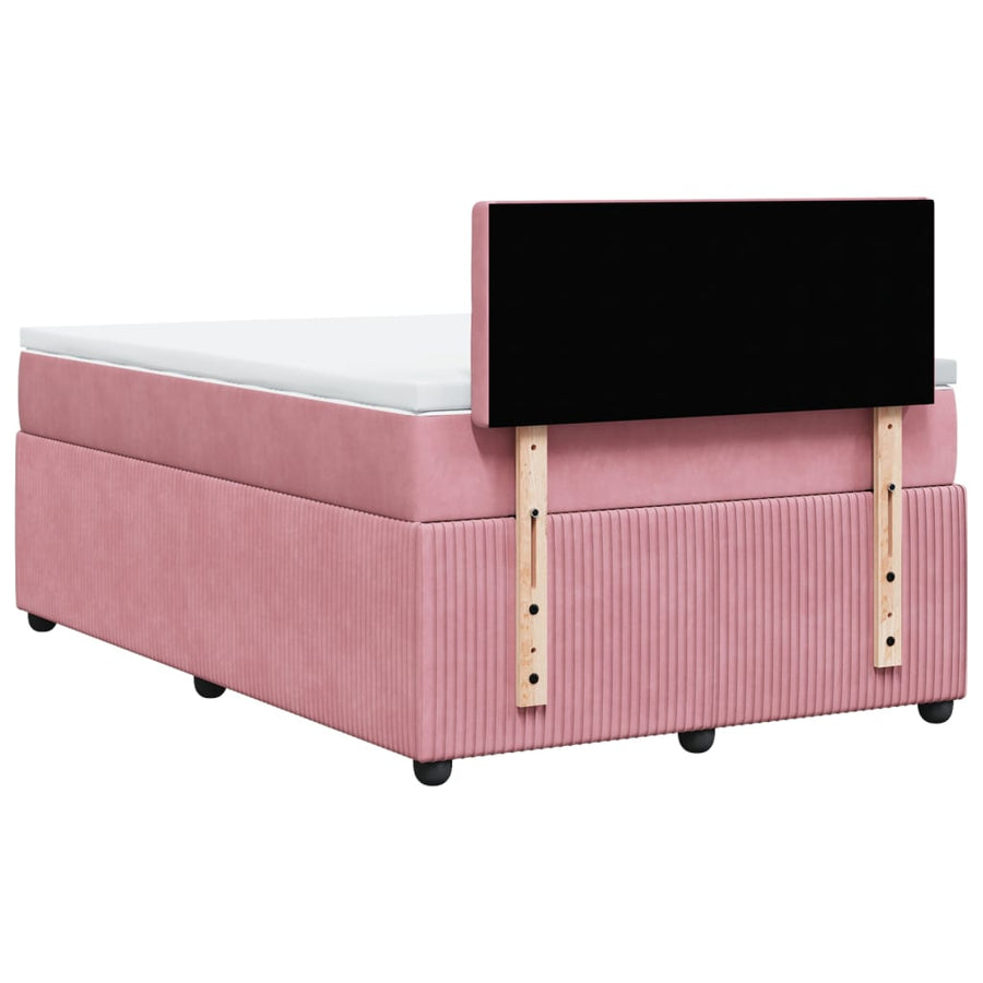 Boxspring met matras fluweel roze 120x190 cm