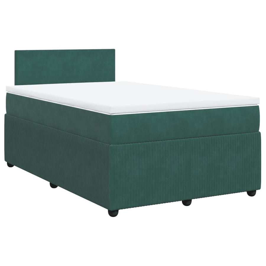 Boxspring met matras fluweel donkergroen 120x200 cm