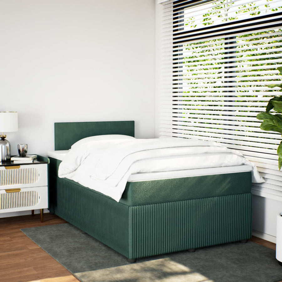 Boxspring met matras fluweel donkergroen 120x200 cm