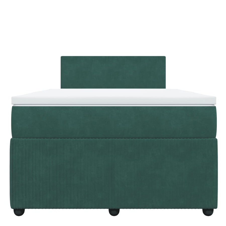 Boxspring met matras fluweel donkergroen 120x200 cm