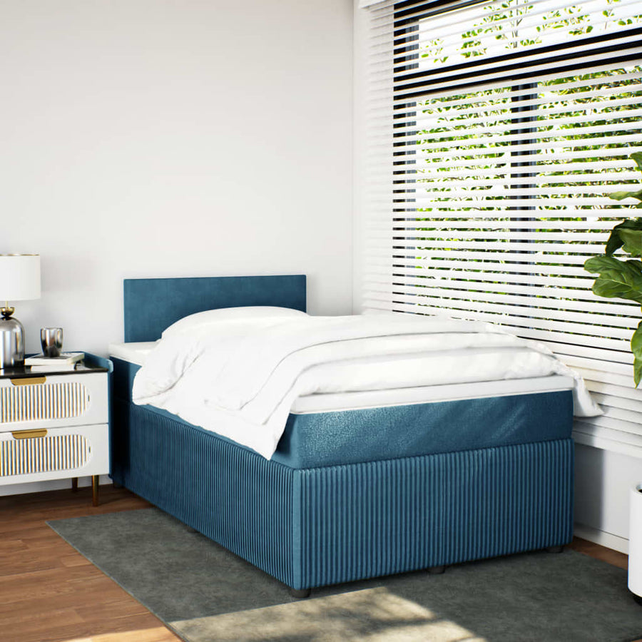 Boxspring met matras fluweel blauw 120x200 cm