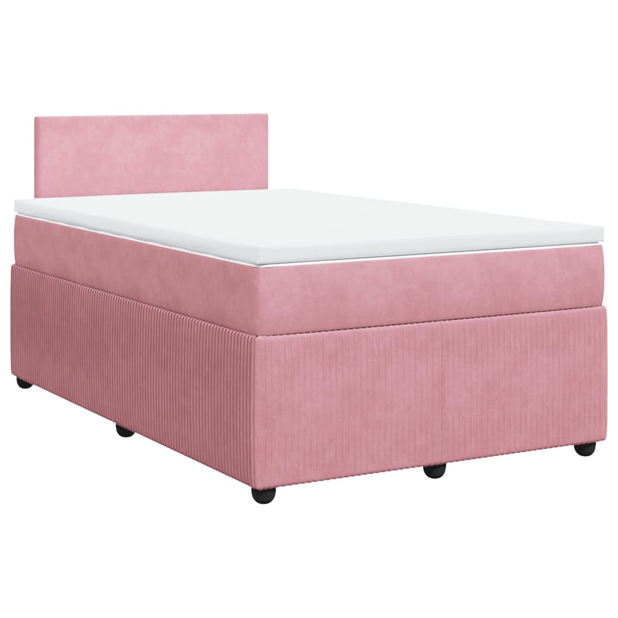 Boxspring met matras fluweel roze 120x200 cm