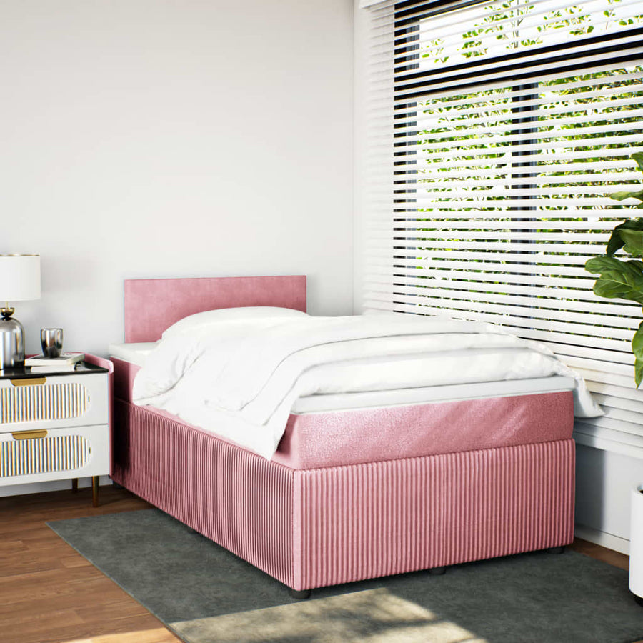 Boxspring met matras fluweel roze 120x200 cm