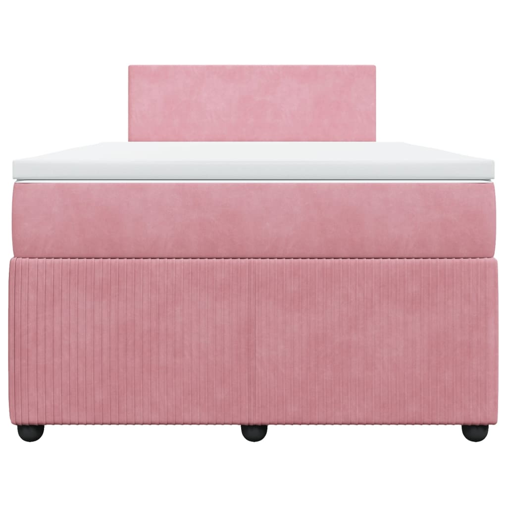 Boxspring met matras fluweel roze 120x200 cm