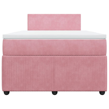 Boxspring met matras fluweel roze 120x200 cm