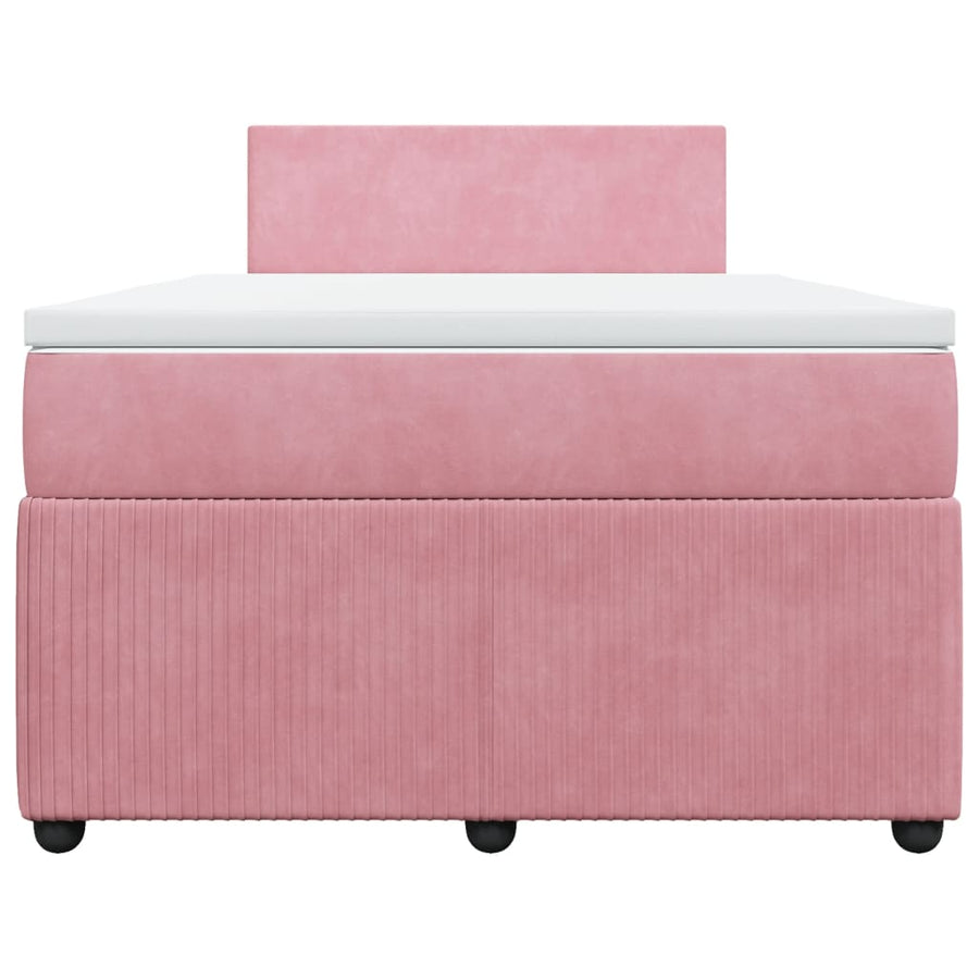 Boxspring met matras fluweel roze 120x200 cm