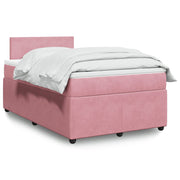 Velvet pink box spring with mattress 120x200 cm