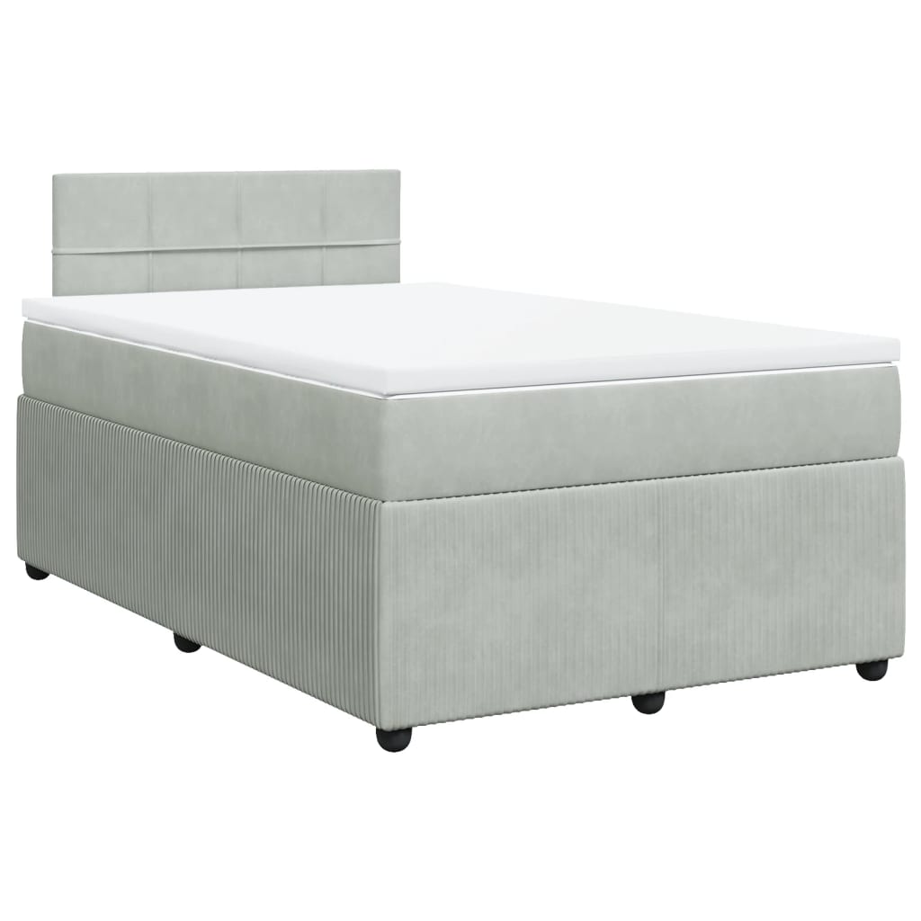 Boxspring met matras fluweel lichtgrijs 120x200 cm