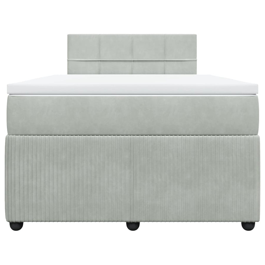 Boxspring met matras fluweel lichtgrijs 120x200 cm
