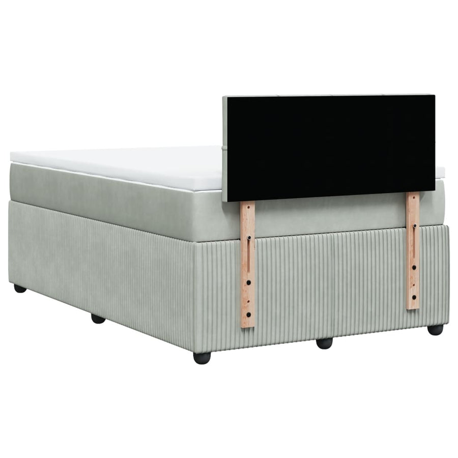 Boxspring met matras fluweel lichtgrijs 120x200 cm