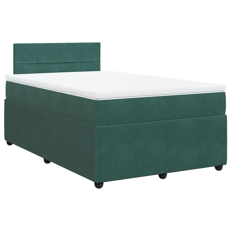 Boxspring met matras fluweel donkergroen 120x200 cm