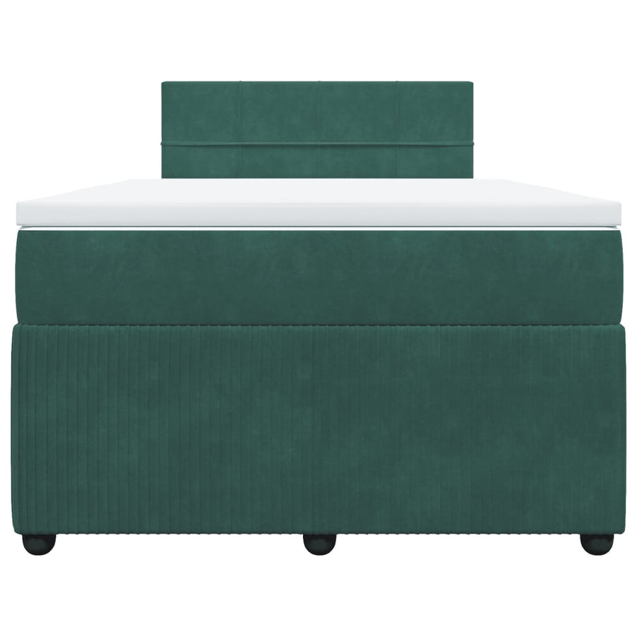 Boxspring met matras fluweel donkergroen 120x200 cm