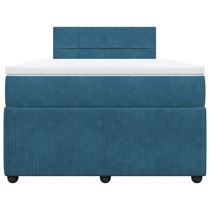 Boxspring met matras fluweel blauw 120x200 cm