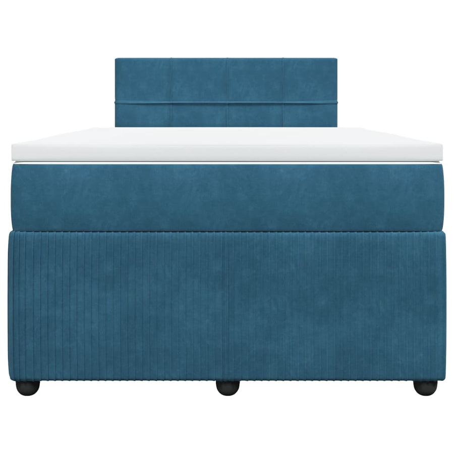 Boxspring met matras fluweel blauw 120x200 cm