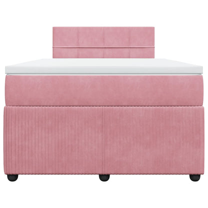 Boxspring met matras fluweel roze 120x200 cm