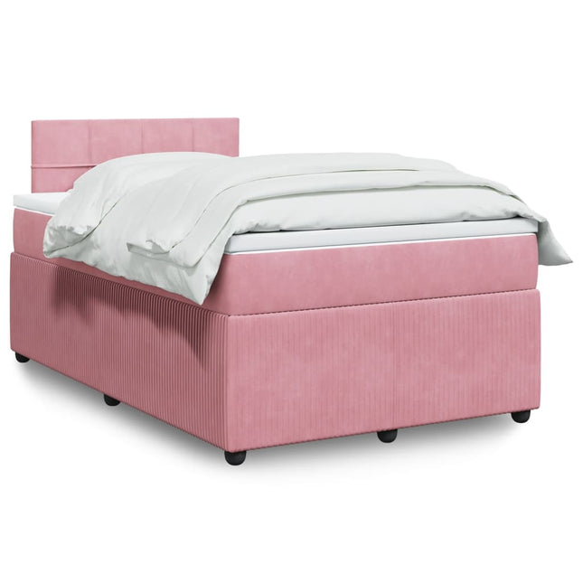 Boxspring met matras fluweel roze 120x200 cm