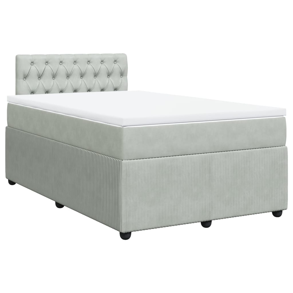 Boxspring met matras fluweel lichtgrijs 120x200 cm